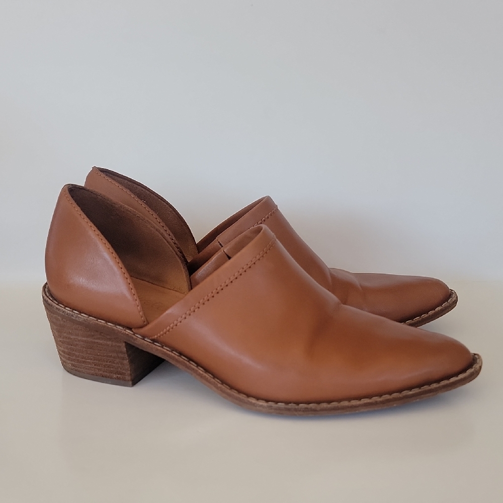 Madewell Womens Brady Boot Size 8 Low Cut Bootie Block Heel Tang Leather Shoe